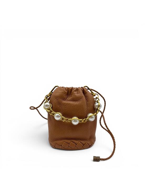 Other - Bottega Veneta Mini Pearl Chain Bucket Bag Brown Leather With Dust Bag